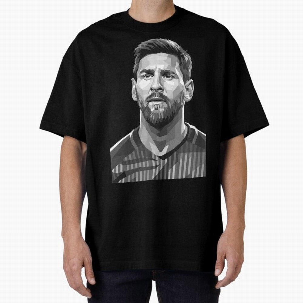 Messi grayscale Oversized T-Shirt Carry the Dream of FIFA World Cup 2026 Spirit, Built around England, Haaland, Tournament Hype, Historic Matchups, Family Viewing Parties and Global Sports Pride; Created for Match Day Parties, Soccer Gifts, Fan