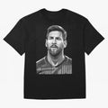 Messi grayscale Oversized T-Shirt Carry the Dream of FIFA World Cup 2026 Spirit, Built around England, Haaland, Tournament Hype, Historic Matchups, Family Viewing Parties and Global Sports Pride; Created for Match Day Parties, Soccer Gifts, Fan