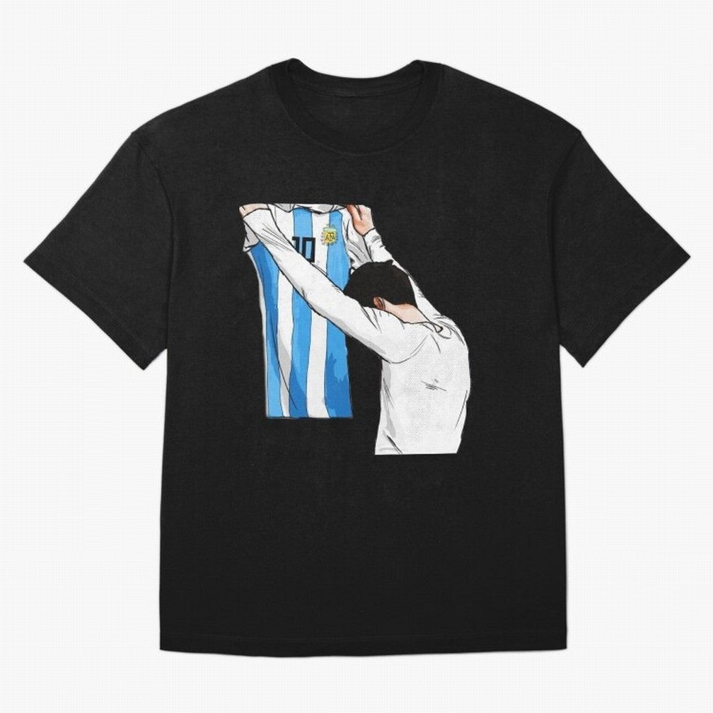 Lionel Messi holding his shirt, Argentina copa america| Perfect Gift For you and friends Classic T-Shirt Create FIFA World Cup 2026 for Fans of Neymar, Haaland and Cristiano Ronaldo and Brazil, Portugal and Argentina, Bringing Supporter Pride,