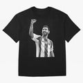 Messi grayscale Oversized T-Shirt Represent FIFA World Cup 2026 Spirit, Highlighting Portugal, Spain and Germany, Neymar, Haaland and Cristiano Ronaldo, Champion Mindset, Group Stage Buzz, Knockout Tension and Passionate Fan Culture; Great for
