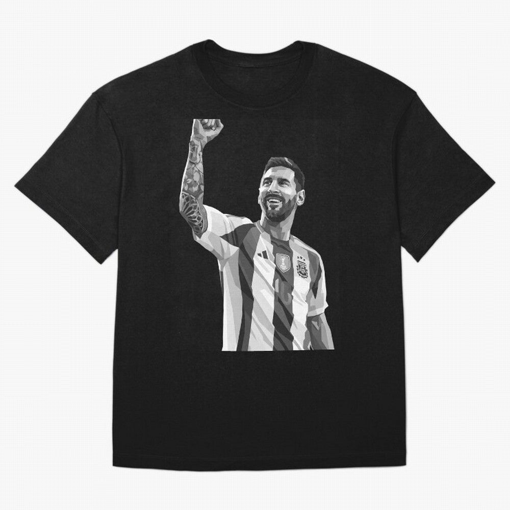 Messi grayscale Oversized T-Shirt Represent FIFA World Cup 2026 Spirit, Highlighting Portugal, Spain and Germany, Neymar, Haaland and Cristiano Ronaldo, Champion Mindset, Group Stage Buzz, Knockout Tension and Passionate Fan Culture; Great for