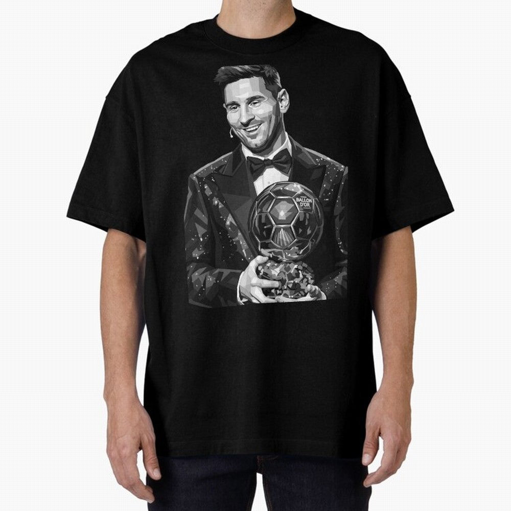 Messi grayscale Oversized T-Shirt Treasure Match Day Hype around FIFA World Cup 2026 USA Canada Mexico, Mbappe, Netherlands, Champion Mindset, Group Stage Buzz, Knockout Tension and Passionate Fan Culture; Made for Die Hard Supporters, Soccer