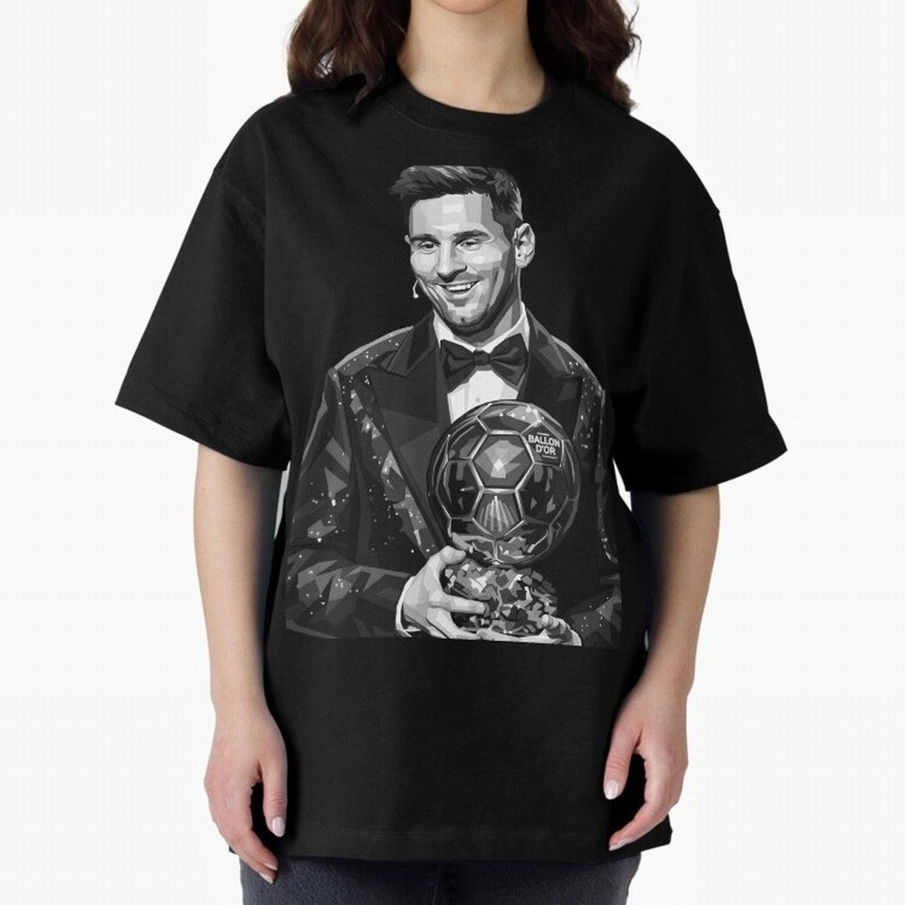 Messi grayscale Oversized T-Shirt Treasure Match Day Hype around FIFA World Cup 2026 USA Canada Mexico, Mbappe, Netherlands, Champion Mindset, Group Stage Buzz, Knockout Tension and Passionate Fan Culture; Made for Die Hard Supporters, Soccer