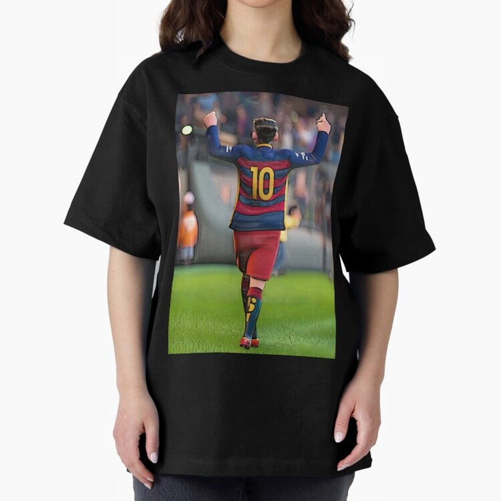 Lionel Messi (2) caricature Oversized T-Shirt Experience the Global Stage of FIFA World Cup 2026 Group Stage Centered on Mbappe and Neymar, England Energy, Supporter Pride, Iconic Celebrations, Legendary Names and Global Match Day Energy; Ideal for