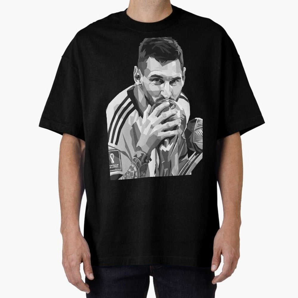 Messi grayscale Oversized T-Shirt Bring Global Tournament Vibes to FIFA World Cup 2026 for Fans of Cristiano Ronaldo and England and Germany, Bringing Classic Soccer Heritage, Championship Pressure, Fan Loyalty and International Pride; Great for