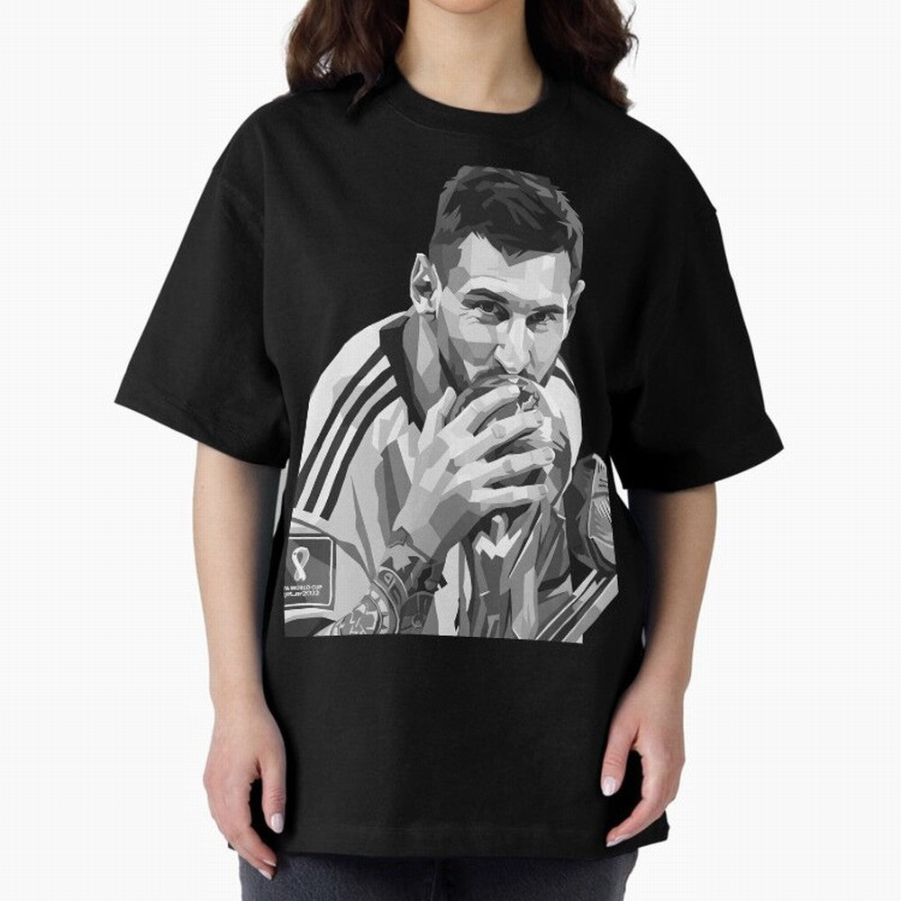 Messi grayscale Oversized T-Shirt Bring Global Tournament Vibes to FIFA World Cup 2026 for Fans of Cristiano Ronaldo and England and Germany, Bringing Classic Soccer Heritage, Championship Pressure, Fan Loyalty and International Pride; Great for