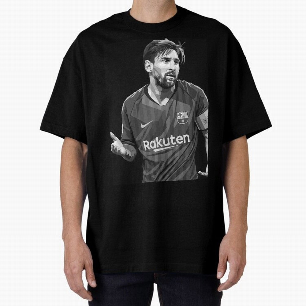 Messi grayscale Oversized T-Shirt Experience the Global Stage of Match Day Hype around FIFA World Cup 2026 Group Stage, Messi and Cristiano Ronaldo, France and Portugal, Fan Favorite Moments, National Team Passion, Big Match Drama and Soccer