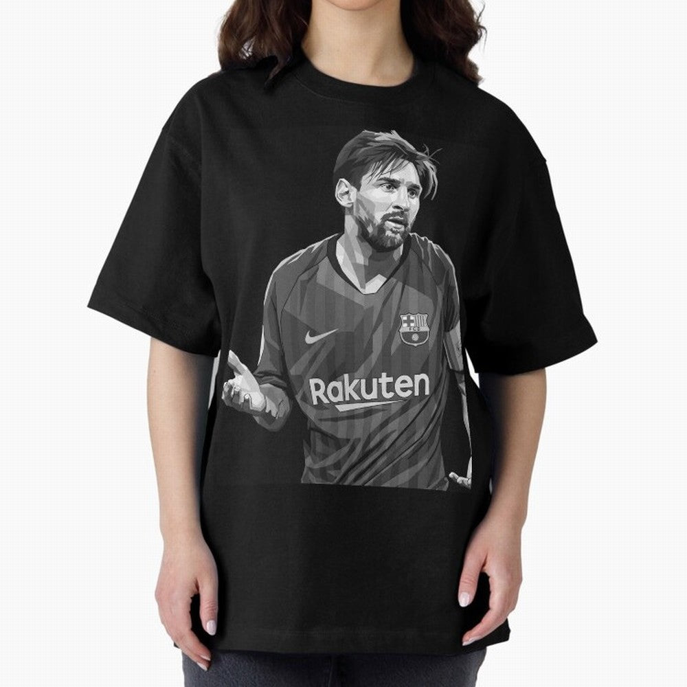 Messi grayscale Oversized T-Shirt Experience the Global Stage of Match Day Hype around FIFA World Cup 2026 Group Stage, Messi and Cristiano Ronaldo, France and Portugal, Fan Favorite Moments, National Team Passion, Big Match Drama and Soccer
