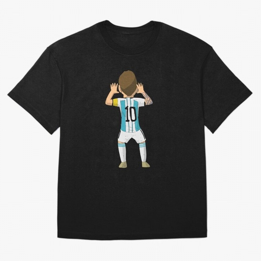 Cartoon Illustration Messi vs Netherlands World Cup Qatar 2022 Classic T-Shirt Feel the Roar of the FIFA World Cup 2026 Journey through CR7 and Messi Highlights, Argentina Pride, Retro Football Energy, Iconic Rivalries, Trophy Chase Drama and