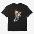 Lionel Messi ¨C Trophy King Caricature Oversized T-Shirt Bring Legendary Rivalry Energy to the FIFA World Cup 2026 Group Stage Journey through Cristiano Ronaldo, Haaland and CR7 Highlights, Brazil Pride, Vintage Soccer Flavor, Modern Football