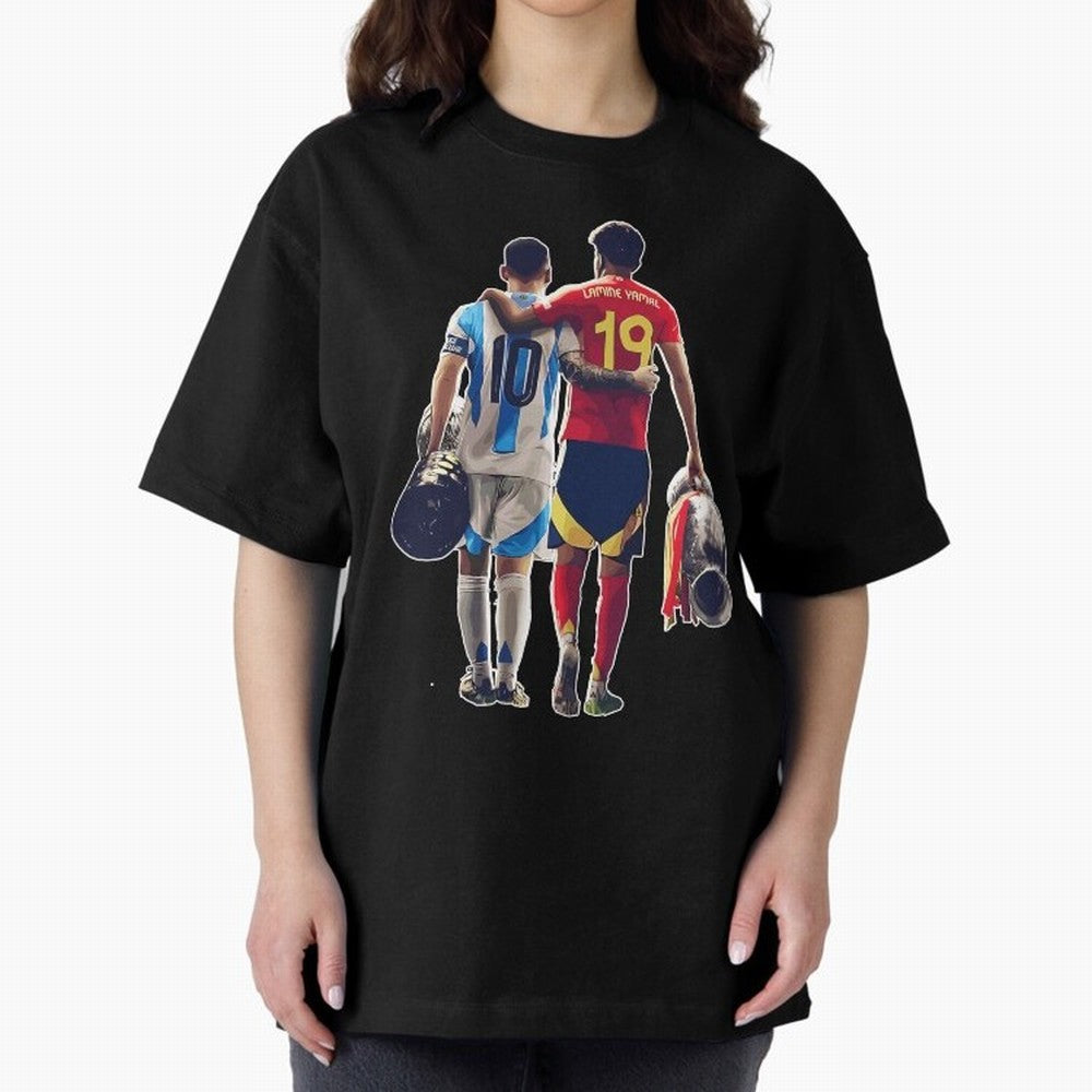 Lionel Messi and Foster child Classic T-Shirt Show Match Day Excitement for Match Day Hype around FIFA World Cup 2026, CR7 and Messi, Spain, Championship Spirit, Famous Goals, Roaring Crowds and International Football Unity; Great for Watch