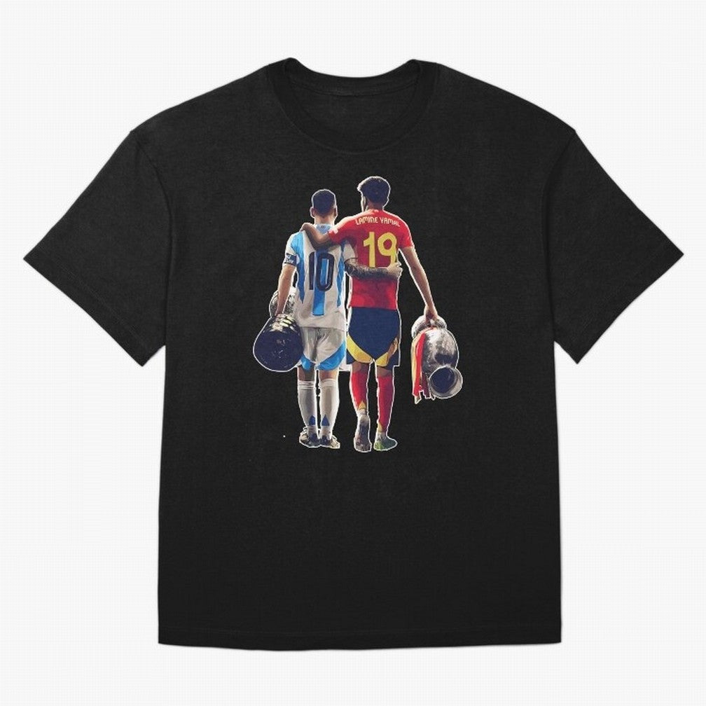 Lionel Messi and Foster child Classic T-Shirt Show Match Day Excitement for Match Day Hype around FIFA World Cup 2026, CR7 and Messi, Spain, Championship Spirit, Famous Goals, Roaring Crowds and International Football Unity; Great for Watch