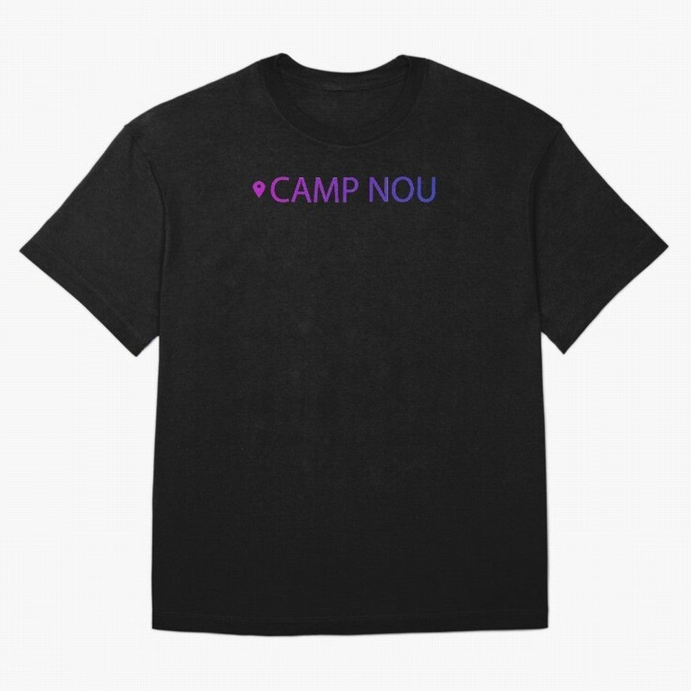 Camp Nou Barcelona Stadium Location Print Classic T-Shirt Experience the Global Stage of FIFA World Cup 2026 Group Stage for Fans of Messi and Cristiano Ronaldo and England, Bringing Vintage Soccer Flavor, Modern Football Stars, National Flags and