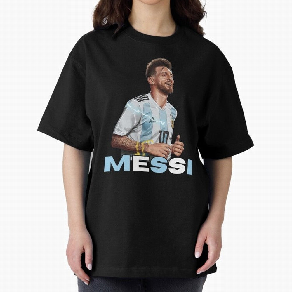 Lionel Messi Oversized T-Shirt Support Match Day Hype around FIFA World Cup 2026 Group Stage, Messi, CR7 and Mbappe, Netherlands, Classic Soccer Heritage, Championship Pressure, Fan Loyalty and International Pride; Perfect for Fans, Collectors,