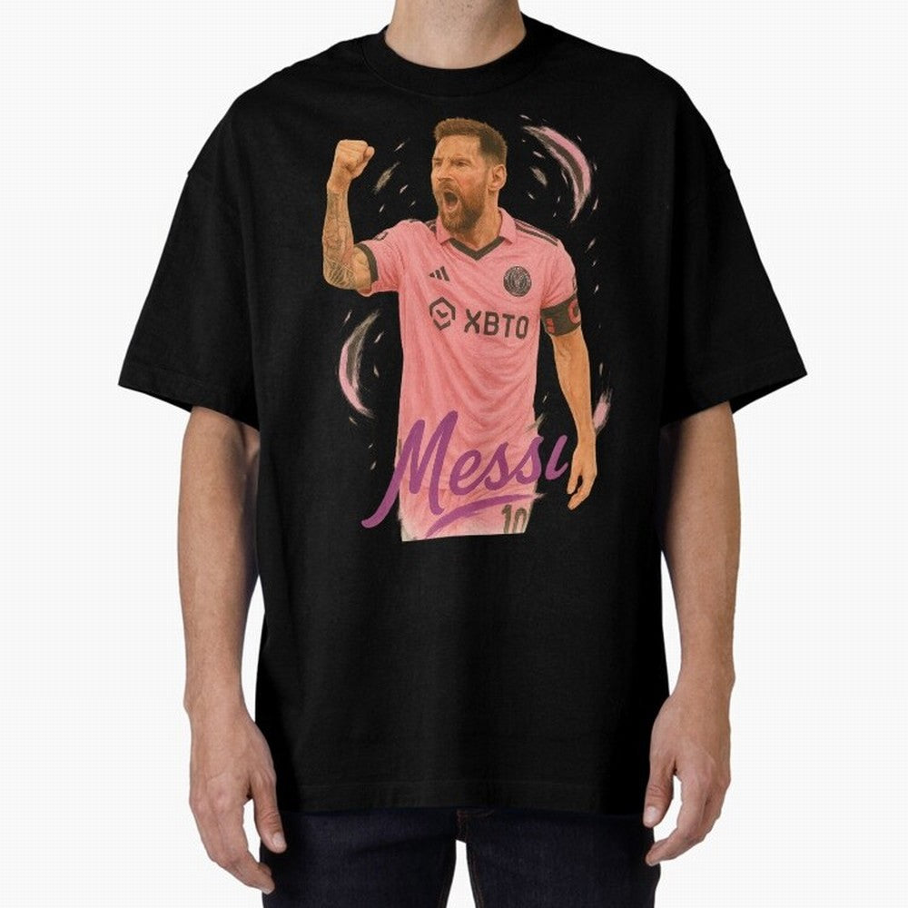 Argentina World Champs Messi Number Oversized T-Shirt Spotlight FIFA World Cup 2026 Group Stage Spirit, Highlighting Argentina, Messi and Cristiano Ronaldo, Classic Soccer Heritage, Championship Pressure, Fan Loyalty and International Pride; Made