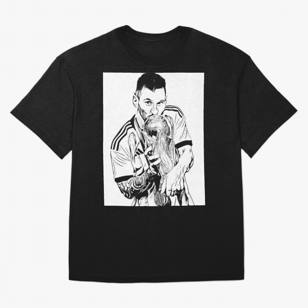 Lionel Messi white and black art Oversized T-Shirt Cheer for FIFA World Cup 2026 USA Canada Mexico Inspired by Messi, CR7 and Mbappe, Brazil, Portugal and Argentina Energy, Football Passion, Legendary Performances, Festival Vibes and Supporter