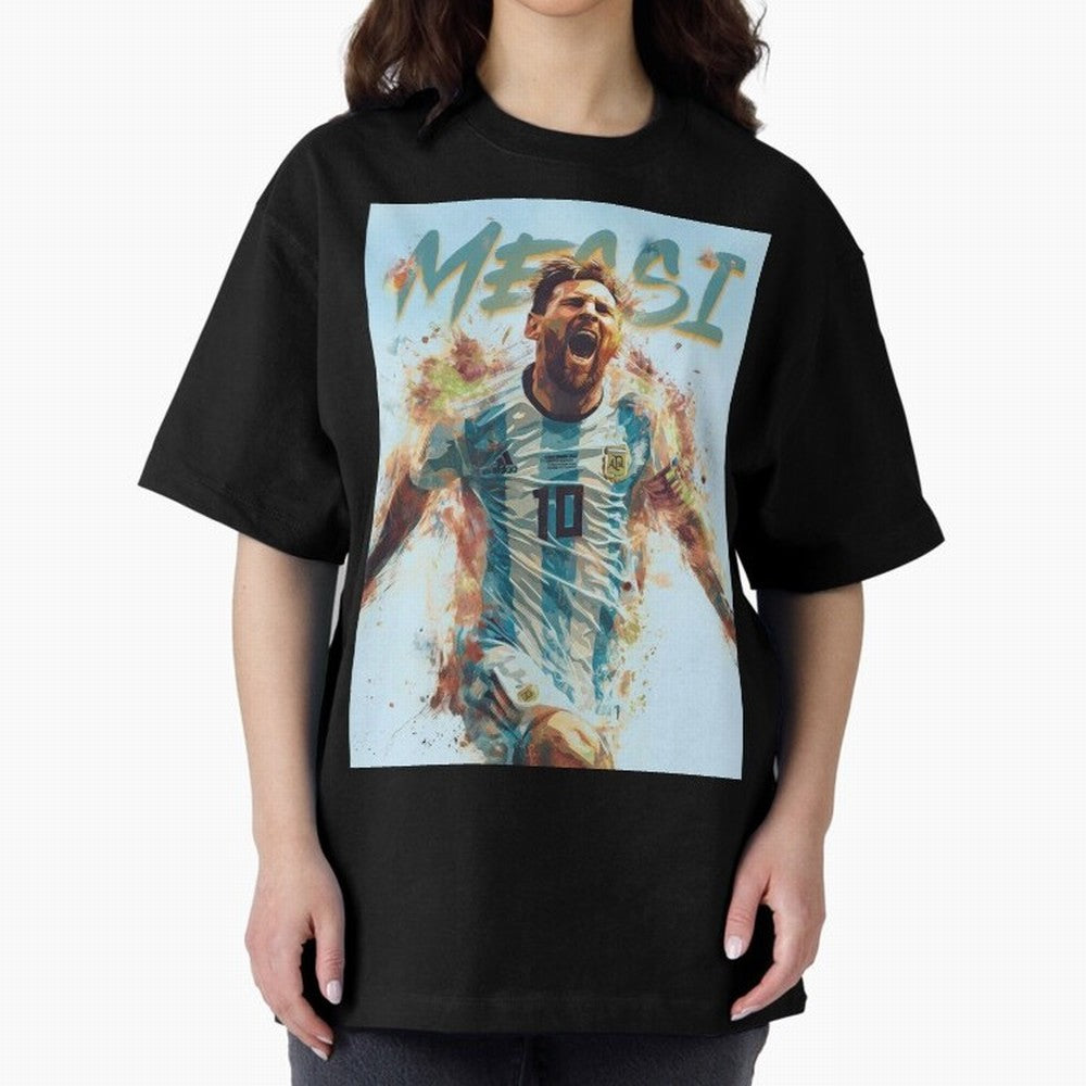 Argentina World Champs Messi Number Oversized T-Shirt Discover FIFA World Cup 2026 Filled with Cristiano Ronaldo, Germany Energy, Sports Nostalgia, International Competition, Famous Players and Unforgettable Victories; Great for Supporters Who Love