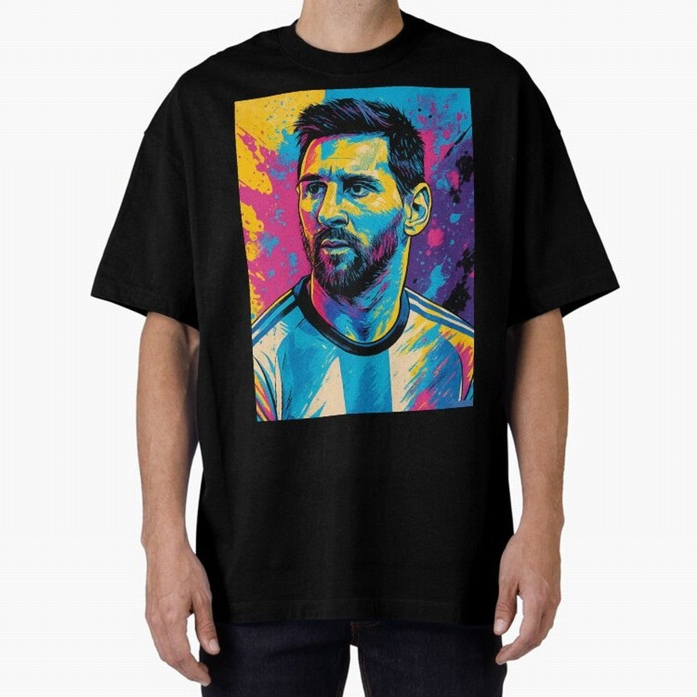 Argentina World Champs Messi Number Oversized T-Shirt Stand with the FIFA World Cup 2026 Journey through Messi and Cristiano Ronaldo Highlights, Germany Pride, Championship Spirit, Famous Goals, Roaring Crowds and International Football Unity;