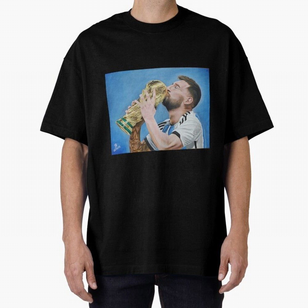 Lionel Messi Oversized T-Shirt Celebrate Classic Football Spirit in Match Day Hype around FIFA World Cup 2026, Messi and Cristiano Ronaldo, Argentina and Brazil, Football History, Final Match Energy, Crowd Noise and Once in a Lifetime Moments;