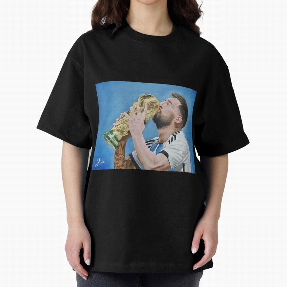 Lionel Messi Oversized T-Shirt Celebrate Classic Football Spirit in Match Day Hype around FIFA World Cup 2026, Messi and Cristiano Ronaldo, Argentina and Brazil, Football History, Final Match Energy, Crowd Noise and Once in a Lifetime Moments;