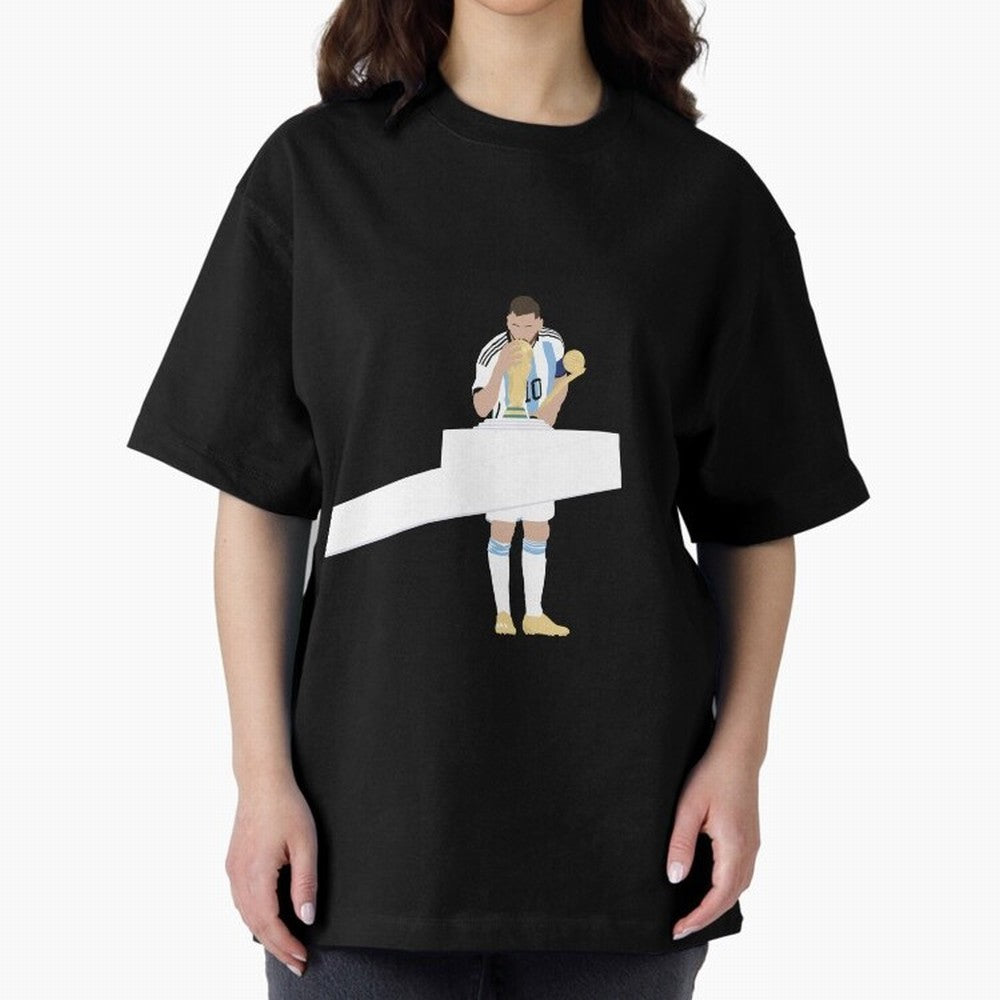 Messi minimalist design Oversized T-Shirt Remember Match Day Hype around FIFA World Cup 2026, Cristiano Ronaldo, Brazil, Portugal and Argentina, Classic Soccer Heritage, Championship Pressure, Fan Loyalty and International Pride; Made for