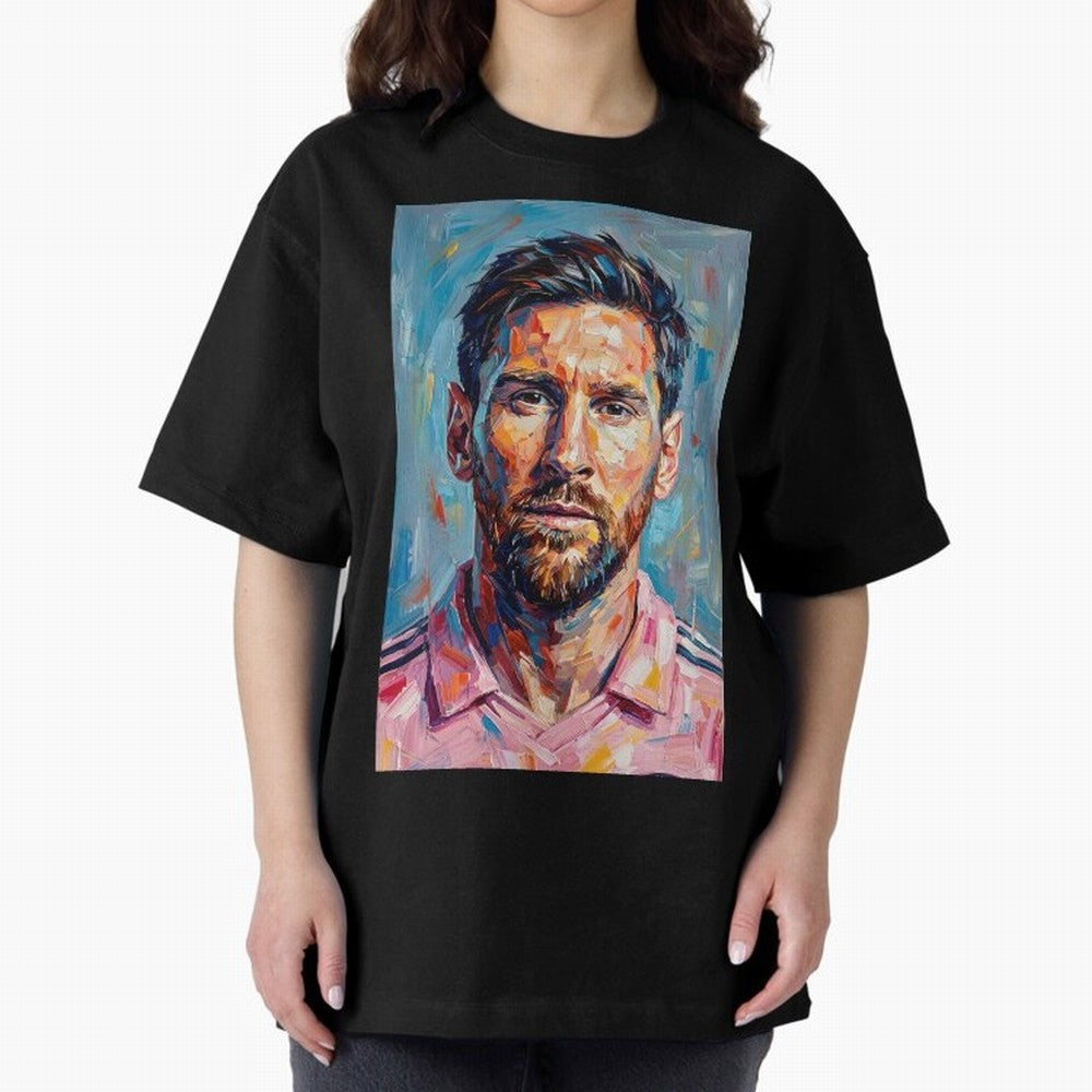 Portrait Painting of Lionel Messi Classic T-Shirt Join the Global Buzz around the FIFA World Cup 2026 Journey through Haaland Highlights, Brazil, Portugal and Argentina Pride, Vintage Soccer Flavor, Modern Football Stars, National Flags and Final