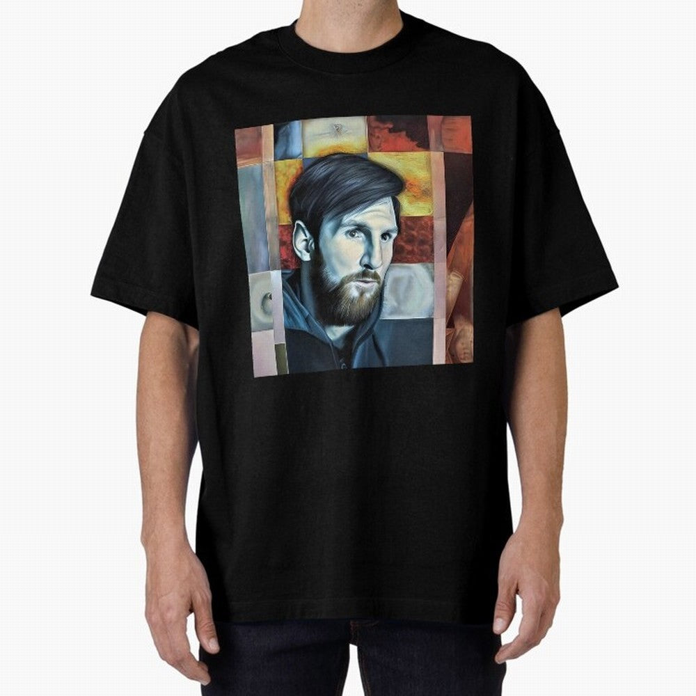 Messi on digital board Oversized T-Shirt Refresh the FIFA World Cup 2026 USA Canada Mexico Journey through Neymar Highlights, Spain Pride, Supporter Pride, Iconic Celebrations, Legendary Names and Global Match Day Energy; Made for Collectors Who