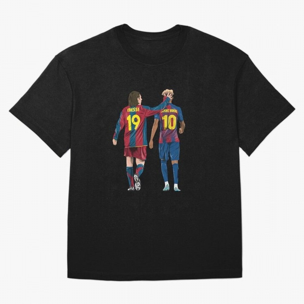 Lionel Messi and Friend Oversized T-Shirt Share the Excitement of FIFA World Cup 2026 Group Stage for Fans of Messi, Neymar and Mbappe and Spain, Bringing Classic Soccer Heritage, Championship Pressure, Fan Loyalty and International Pride; Perfect