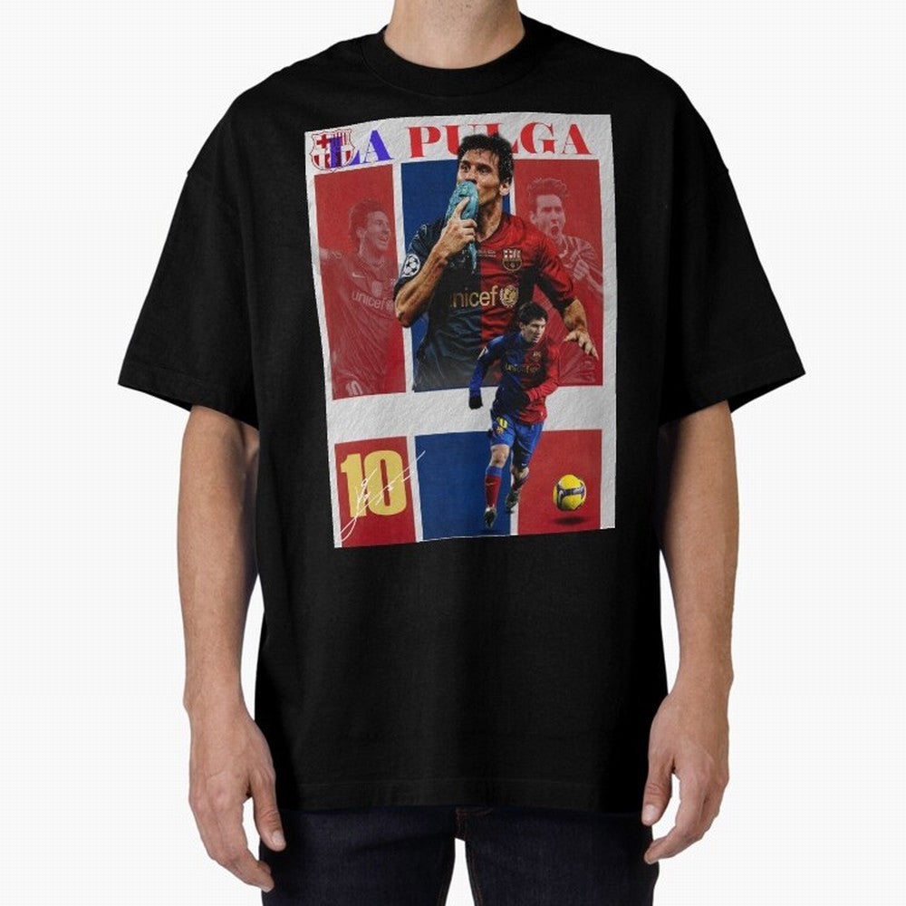 Lionel Messi 2009 UCL Barcelona Poster Oversized T-Shirt Bring Home Match Day Hype around FIFA World Cup 2026 Group Stage, Mbappe and Neymar, Brazil, Portugal and Argentina, Stadium Memories, Football Loyalty, International Chants and Championship