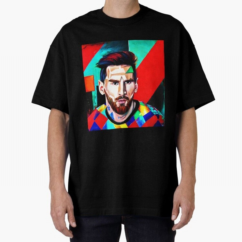 colorful Messi Oversized T-Shirt Elevate Global Football Passion for FIFA World Cup 2026 USA Canada Mexico, Connected to Messi, Neymar and Mbappe, Brazil, Stadium Chants, National Pride, Trophy Dreams and Unforgettable Football Memories; Ideal for