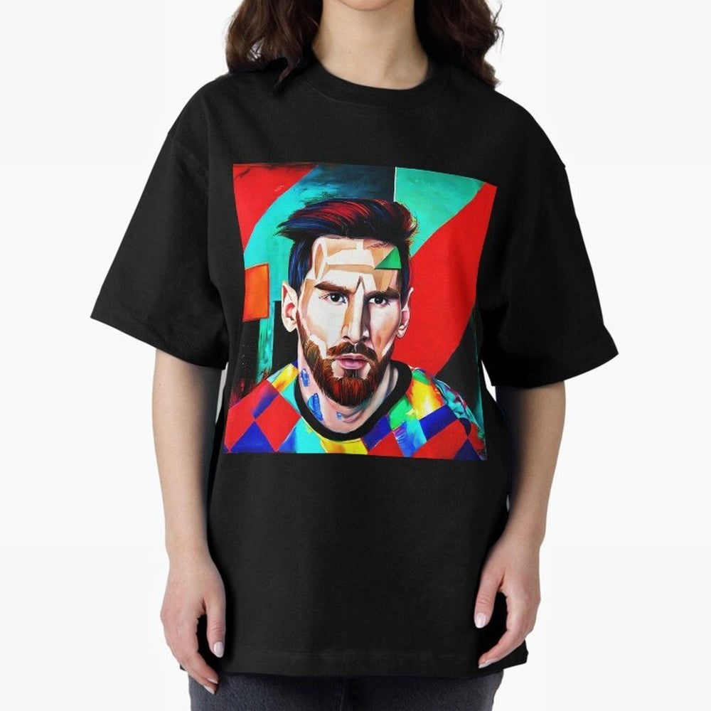 colorful Messi Oversized T-Shirt Elevate Global Football Passion for FIFA World Cup 2026 USA Canada Mexico, Connected to Messi, Neymar and Mbappe, Brazil, Stadium Chants, National Pride, Trophy Dreams and Unforgettable Football Memories; Ideal for