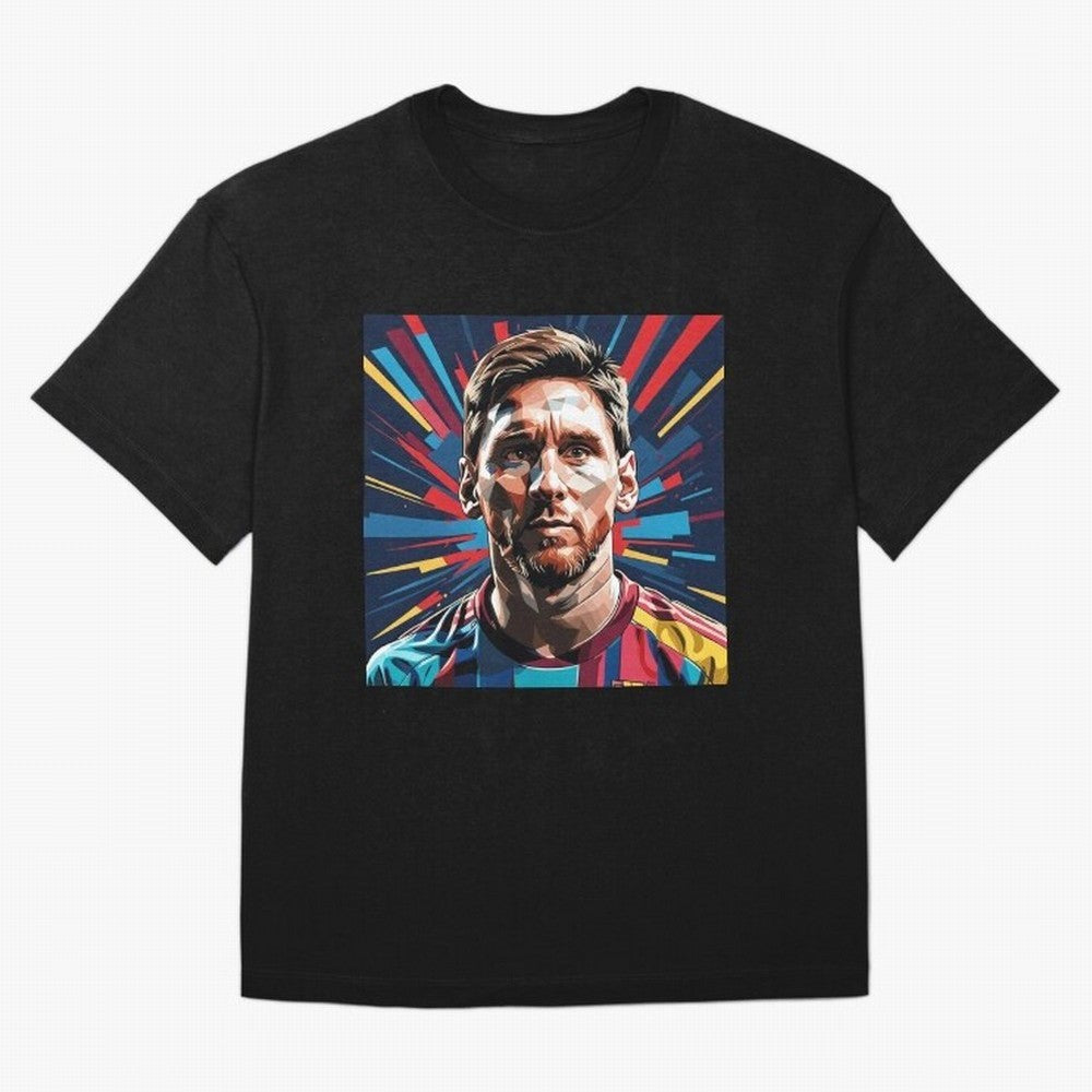 Lionel Messi Pop-Art Portrait Oversized T-Shirt Showcase Match Day Hype around FIFA World Cup 2026 USA Canada Mexico, Cristiano Ronaldo, Haaland and CR7, Brazil, Soccer Culture, Superstar Moments, National Team Dreams and Competitive Fire; Great