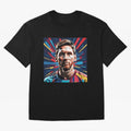 Lionel Messi Pop-Art Portrait Oversized T-Shirt Showcase Match Day Hype around FIFA World Cup 2026 USA Canada Mexico, Cristiano Ronaldo, Haaland and CR7, Brazil, Soccer Culture, Superstar Moments, National Team Dreams and Competitive Fire; Great