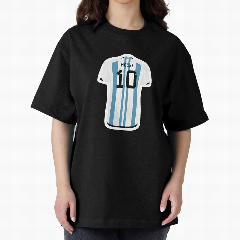 Messi Jersey Oversized T-Shirt Celebrate Global Passion for Global Football Passion for FIFA World Cup 2026 USA Canada Mexico, with Haaland, Spain, Football Festival Excitement, Trophy Ambitions, Country Rivalries and Star Player Buzz; Perfect for