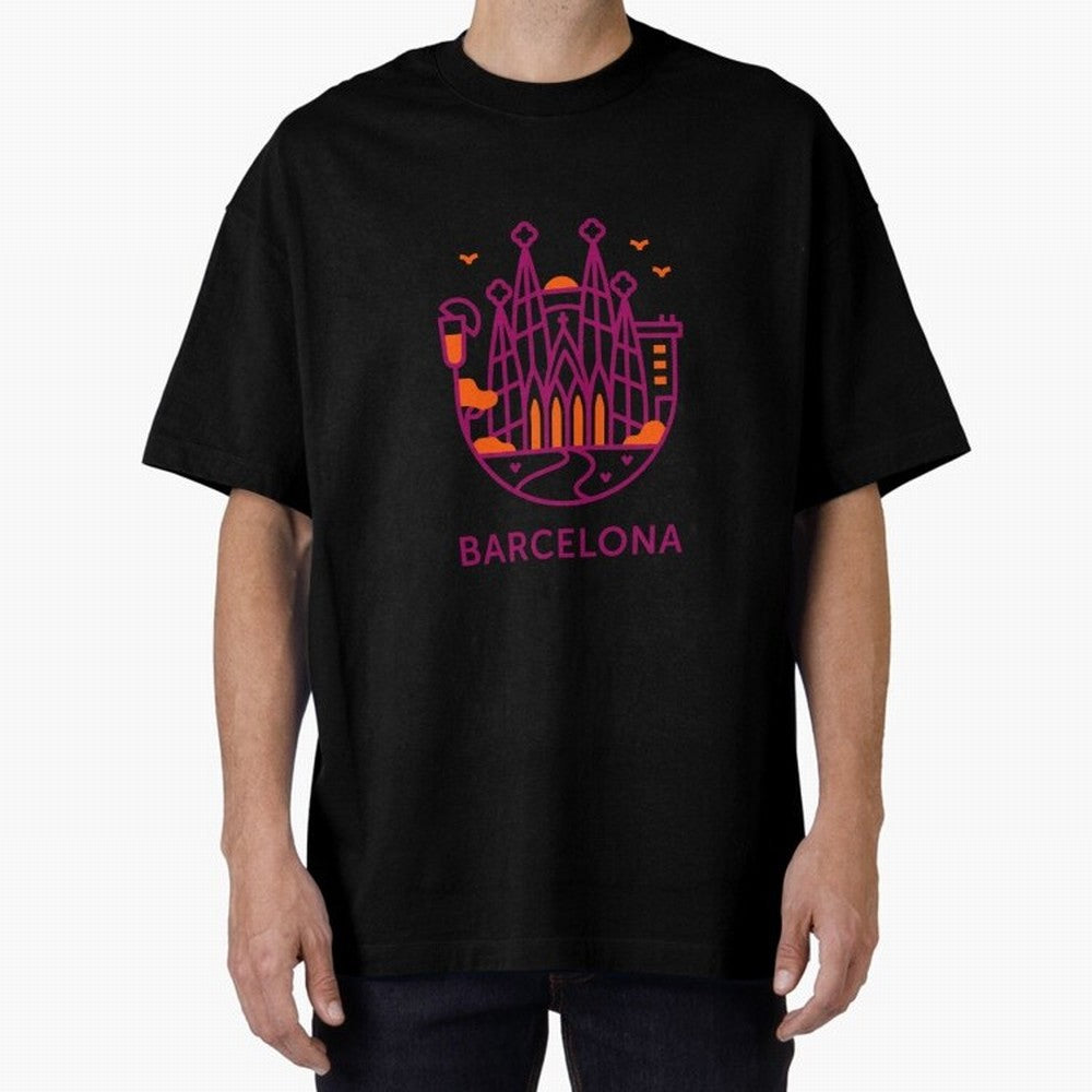Luggage Barcelona Oversized T-Shirt Celebrate Unforgettable Nights in Global Football Passion for FIFA World Cup 2026 USA Canada Mexico, Driven by Neymar, Haaland and Cristiano Ronaldo, Argentina, France and Brazil, Football Festival Excitement,