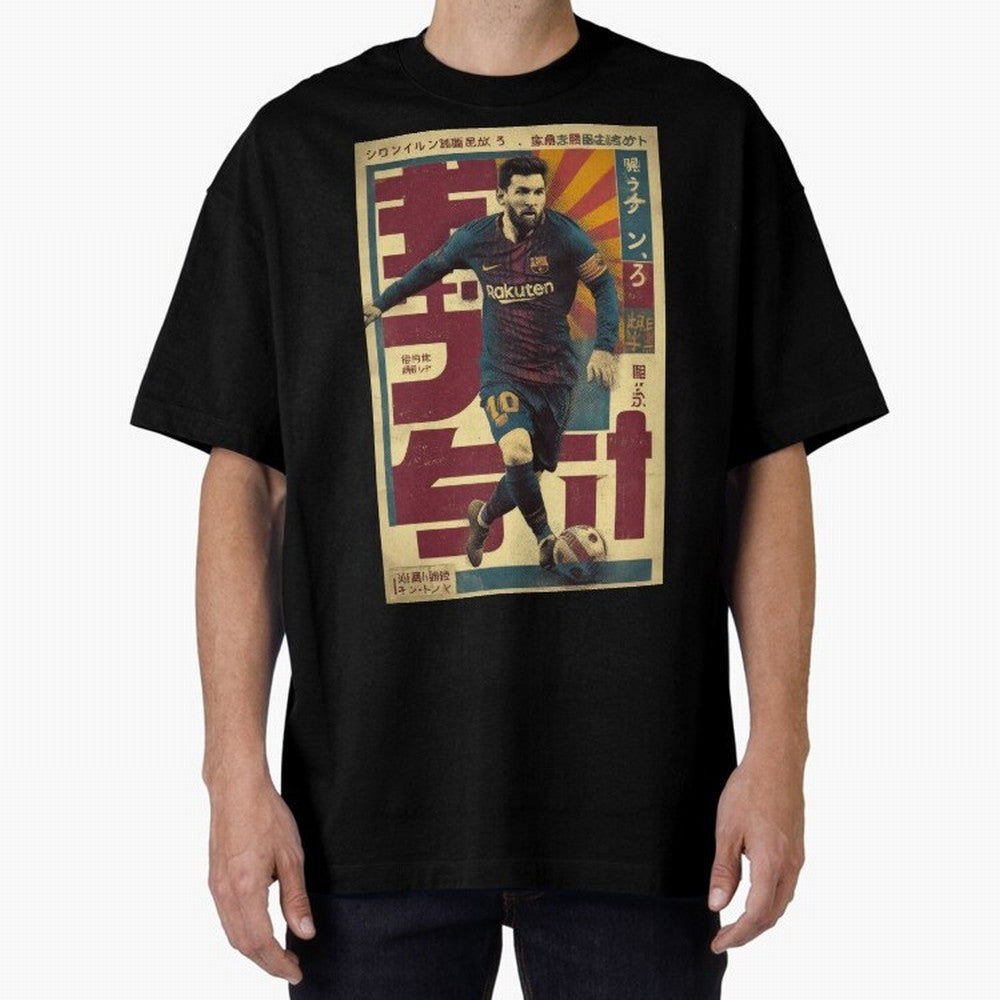 Retro 70's Japanese Messi Oversized T-Shirt Enjoy the Biggest Football Party of FIFA World Cup 2026 for Fans of Messi and Cristiano Ronaldo and Netherlands, Bringing Football Passion, Legendary Performances, Festival Vibes and Supporter Community;