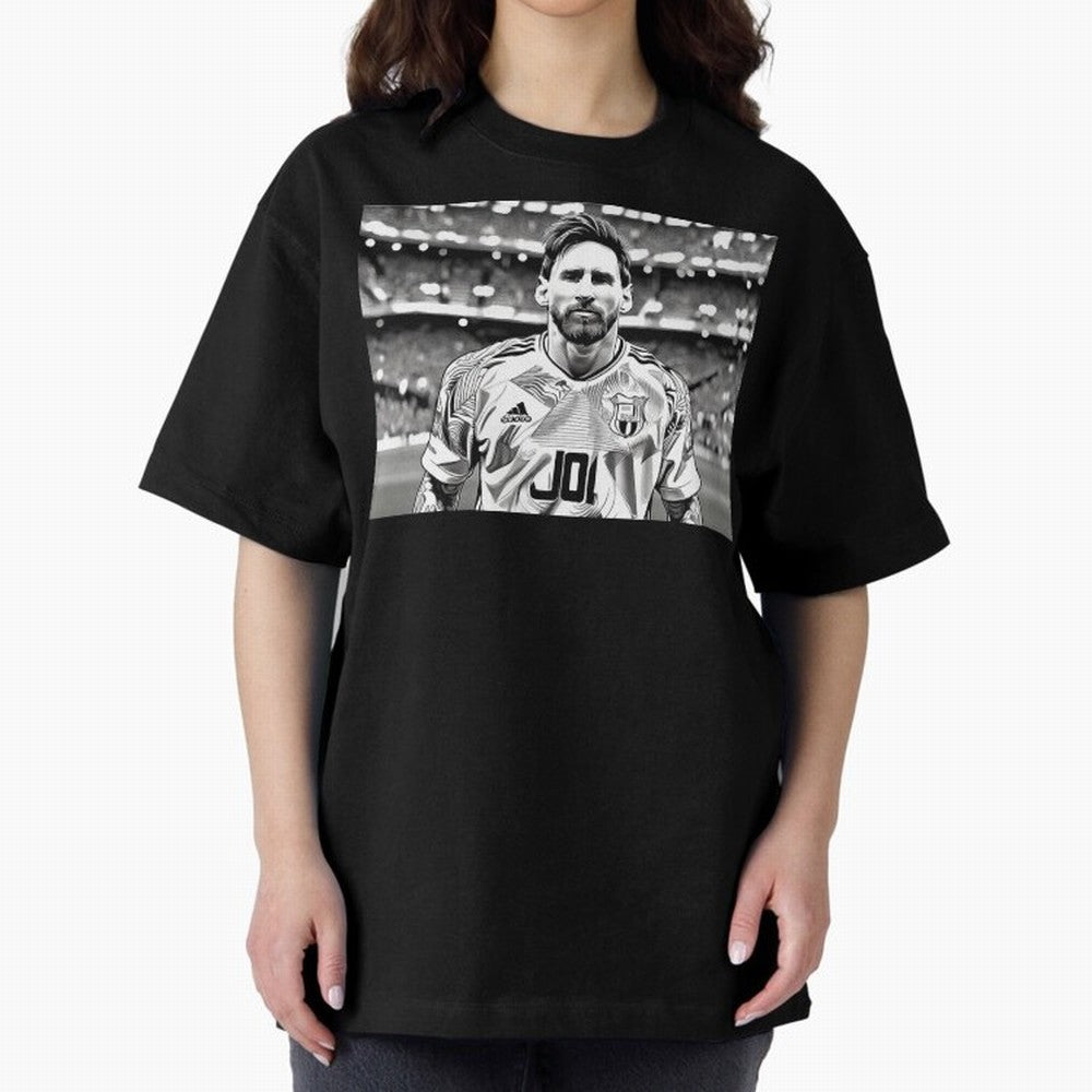 Messi Pop Art Portrait Oversized T-Shirt Bring a Vintage Feel to the FIFA World Cup 2026 Group Stage Journey through Cristiano Ronaldo, Haaland and CR7 Highlights, Brazil, Portugal and Argentina Pride, Tournament Hype, Historic Matchups, Family