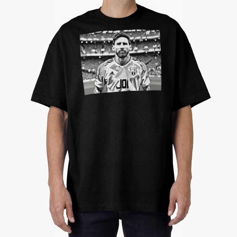 Messi Pop Art Portrait Oversized T-Shirt Bring a Vintage Feel to the FIFA World Cup 2026 Group Stage Journey through Cristiano Ronaldo, Haaland and CR7 Highlights, Brazil, Portugal and Argentina Pride, Tournament Hype, Historic Matchups, Family