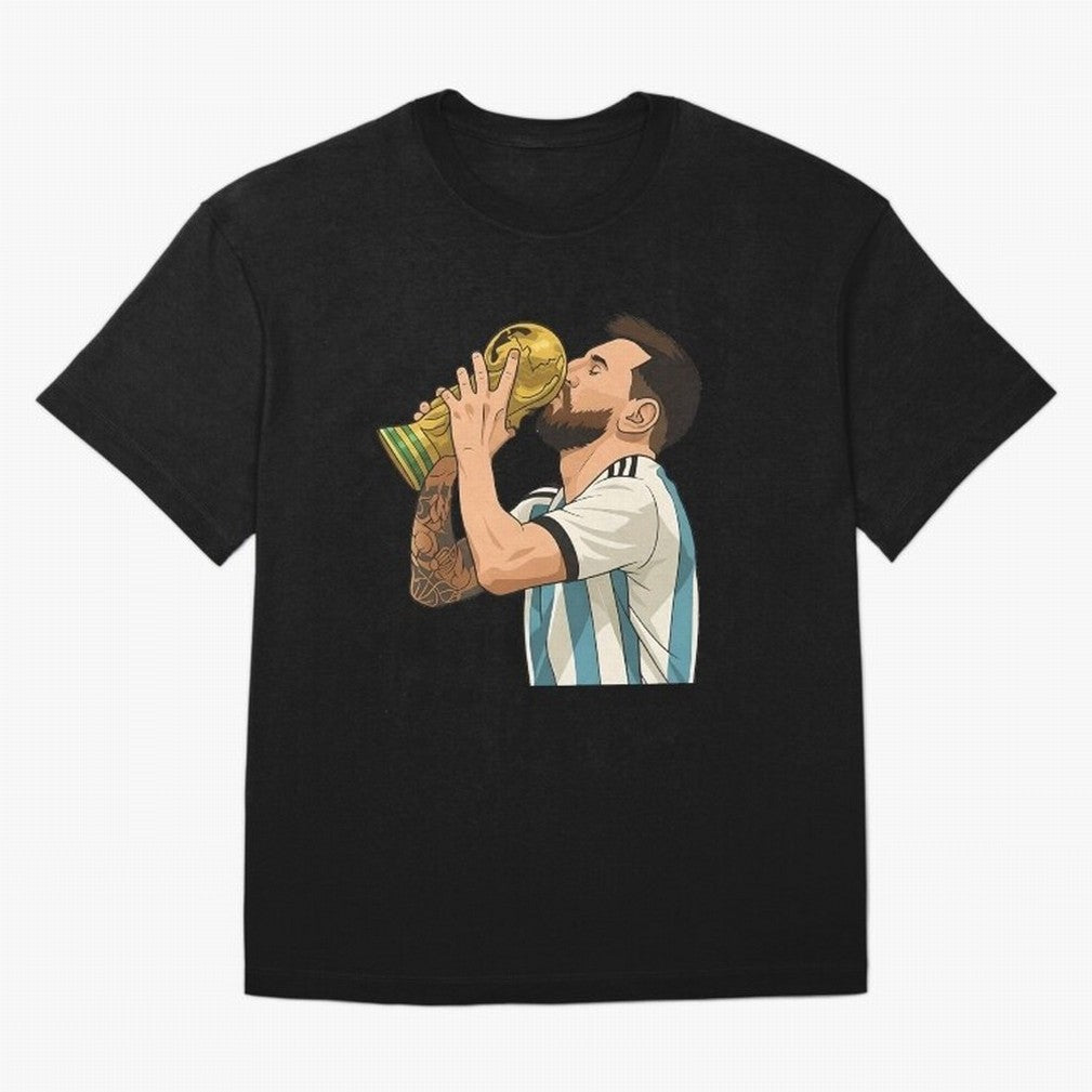 Messi Cup Oversized T-Shirt Celebrate the Road through Match Day Hype around FIFA World Cup 2026, Haaland and Mbappe, Brazil, Vintage Soccer Flavor, Modern Football Stars, National Flags and Final Night Emotion; Perfect for Fans, Collectors, Family