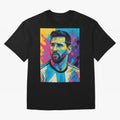Messi Pop Art Portrait Oversized T-Shirt Celebrate Rivalries and Pride in Match Day Hype around FIFA World Cup 2026, Messi, CR7 and Mbappe, Portugal, Spain and Germany, Stadium Memories, Football Loyalty, International Chants and Championship