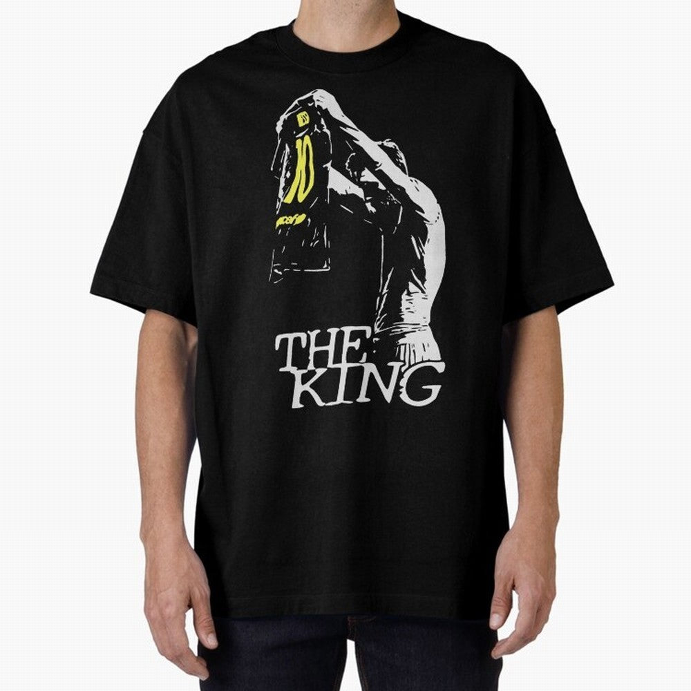 Messi Pop Art Portrait Oversized T-Shirt Honor the Football Icons of Global Football Passion for FIFA World Cup 2026 Group Stage, with Messi, Brazil, Portugal and Argentina, Vintage Soccer Flavor, Modern Football Stars, National Flags and Final