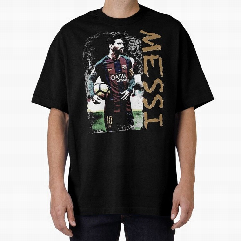 Messi Pop Art Portrait Oversized T-Shirt Celebrate Every Goal in the FIFA World Cup 2026 USA Canada Mexico Journey through Neymar Highlights, England, France and Netherlands Pride, Global Supporter Spirit, Legendary Goals, National Colors and