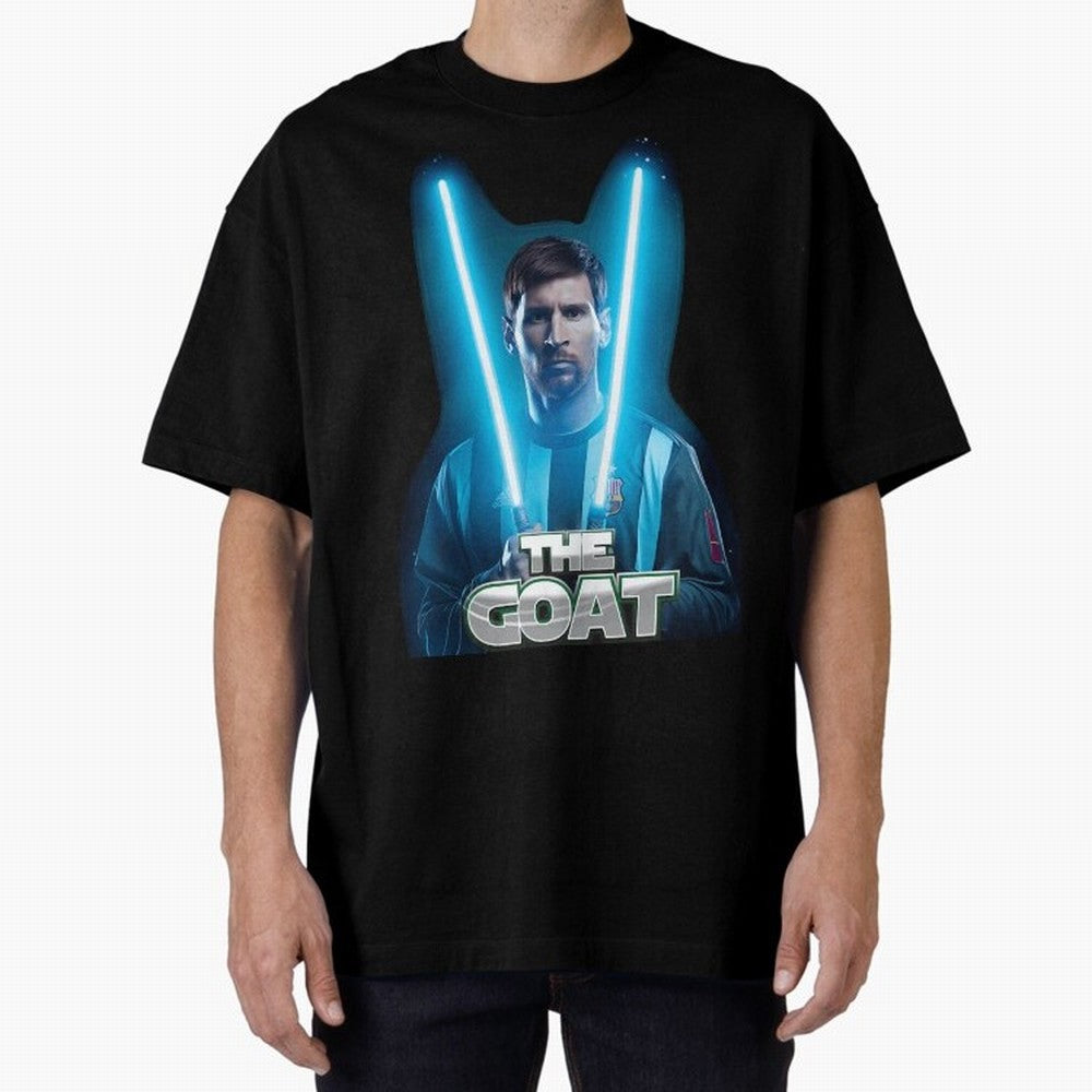 Messi Pop Art Portrait Oversized T-Shirt Carry the Dream of FIFA World Cup 2026 Group Stage Spirit, Driven by Argentina and Brazil, Messi and Cristiano Ronaldo, Football History, Final Match Energy, Crowd Noise and Once in a Lifetime Moments; Ideal