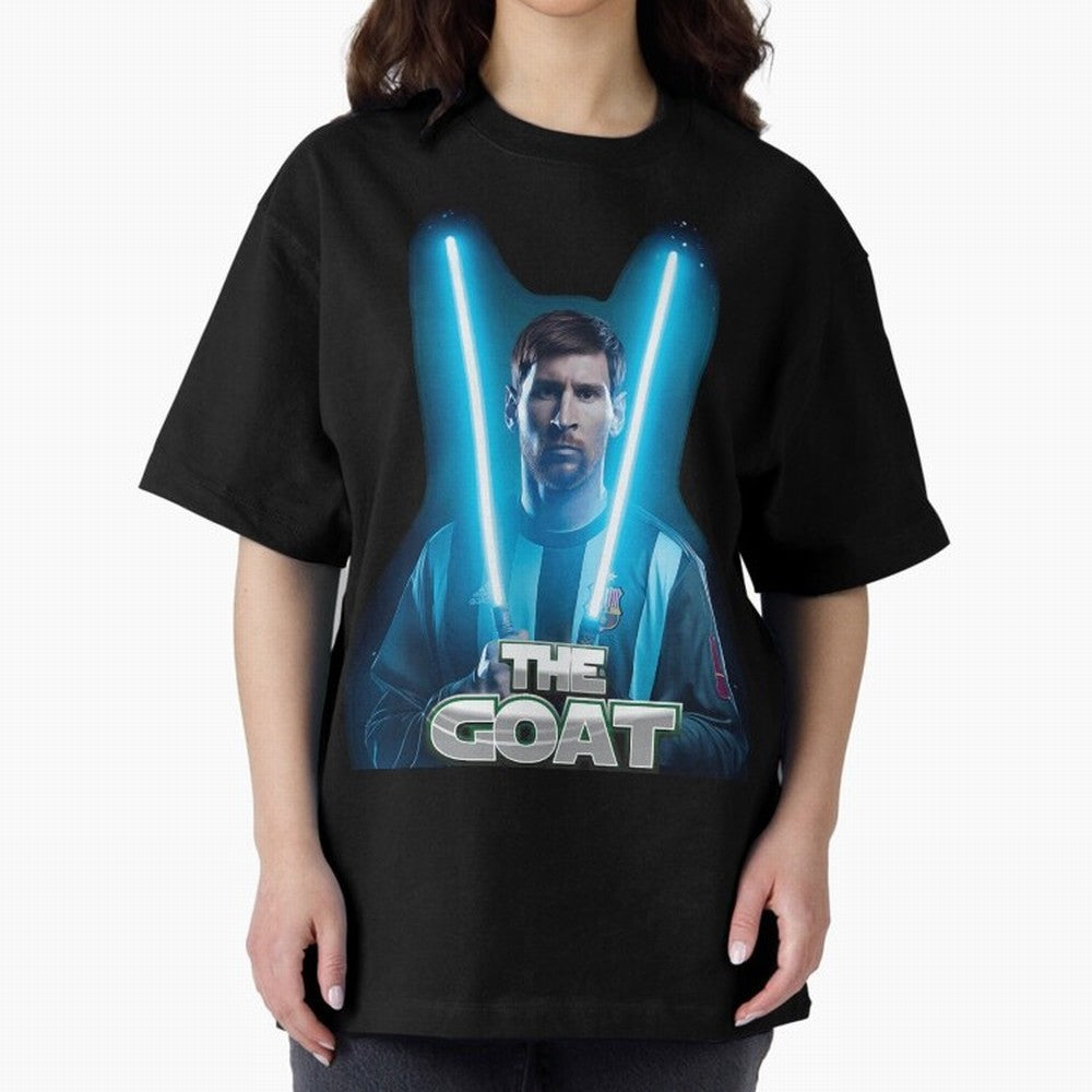 Messi Pop Art Portrait Oversized T-Shirt Carry the Dream of FIFA World Cup 2026 Group Stage Spirit, Driven by Argentina and Brazil, Messi and Cristiano Ronaldo, Football History, Final Match Energy, Crowd Noise and Once in a Lifetime Moments; Ideal