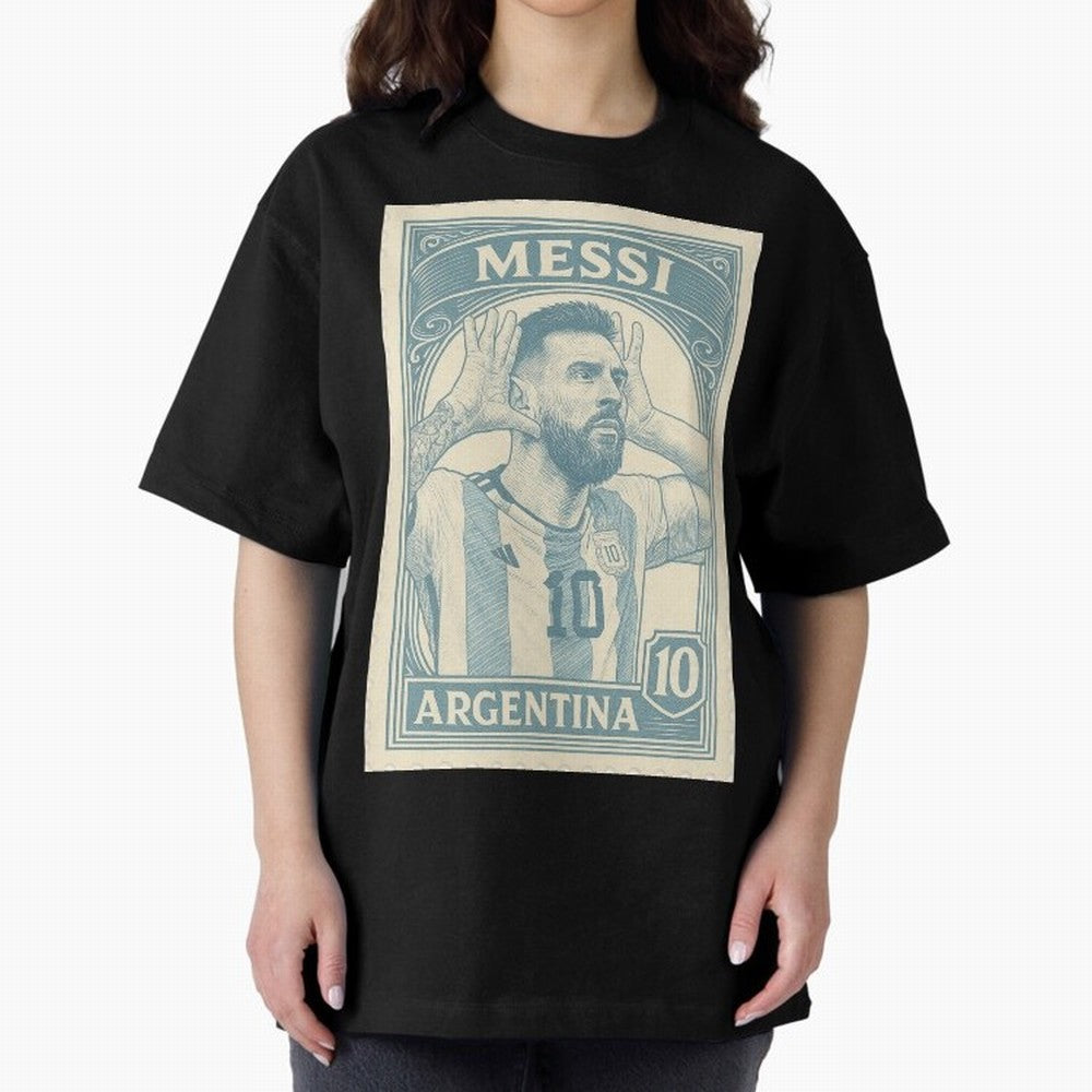 Lionel Messi Vintage Stamp Poster ¨C Argentina #10 Retro Football Art ¨C Barcelona Legend Illustration Classic T-Shirt Show Up for the Glory of Match Day Hype around FIFA World Cup 2026 USA Canada Mexico, Messi, Neymar and Mbappe, Portugal, Spain