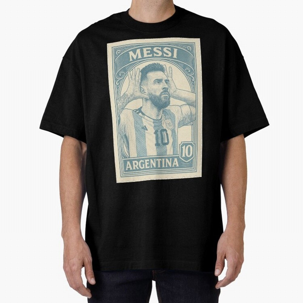Lionel Messi Vintage Stamp Poster ¨C Argentina #10 Retro Football Art ¨C Barcelona Legend Illustration Classic T-Shirt Show Up for the Glory of Match Day Hype around FIFA World Cup 2026 USA Canada Mexico, Messi, Neymar and Mbappe, Portugal, Spain
