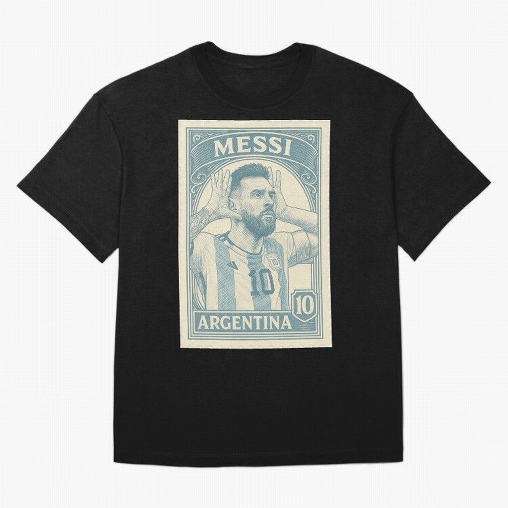 Lionel Messi Vintage Stamp Poster ¨C Argentina #10 Retro Football Art ¨C Barcelona Legend Illustration Classic T-Shirt Show Up for the Glory of Match Day Hype around FIFA World Cup 2026 USA Canada Mexico, Messi, Neymar and Mbappe, Portugal, Spain
