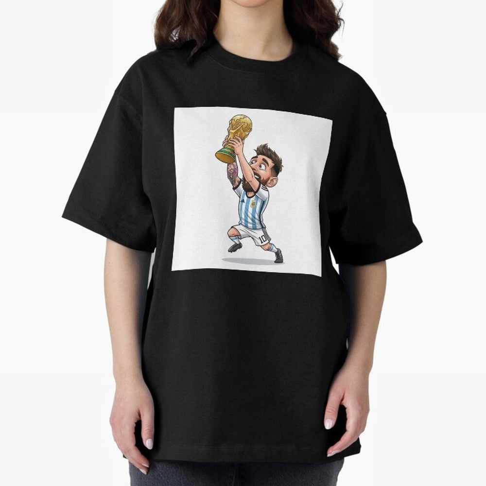 Lionel Messi Oversized T-Shirt Celebrate Football Heritage in Global Football Passion for FIFA World Cup 2026 Group Stage, Celebrating Haaland, England, France and Netherlands, Championship Spirit, Famous Goals, Roaring Crowds and International