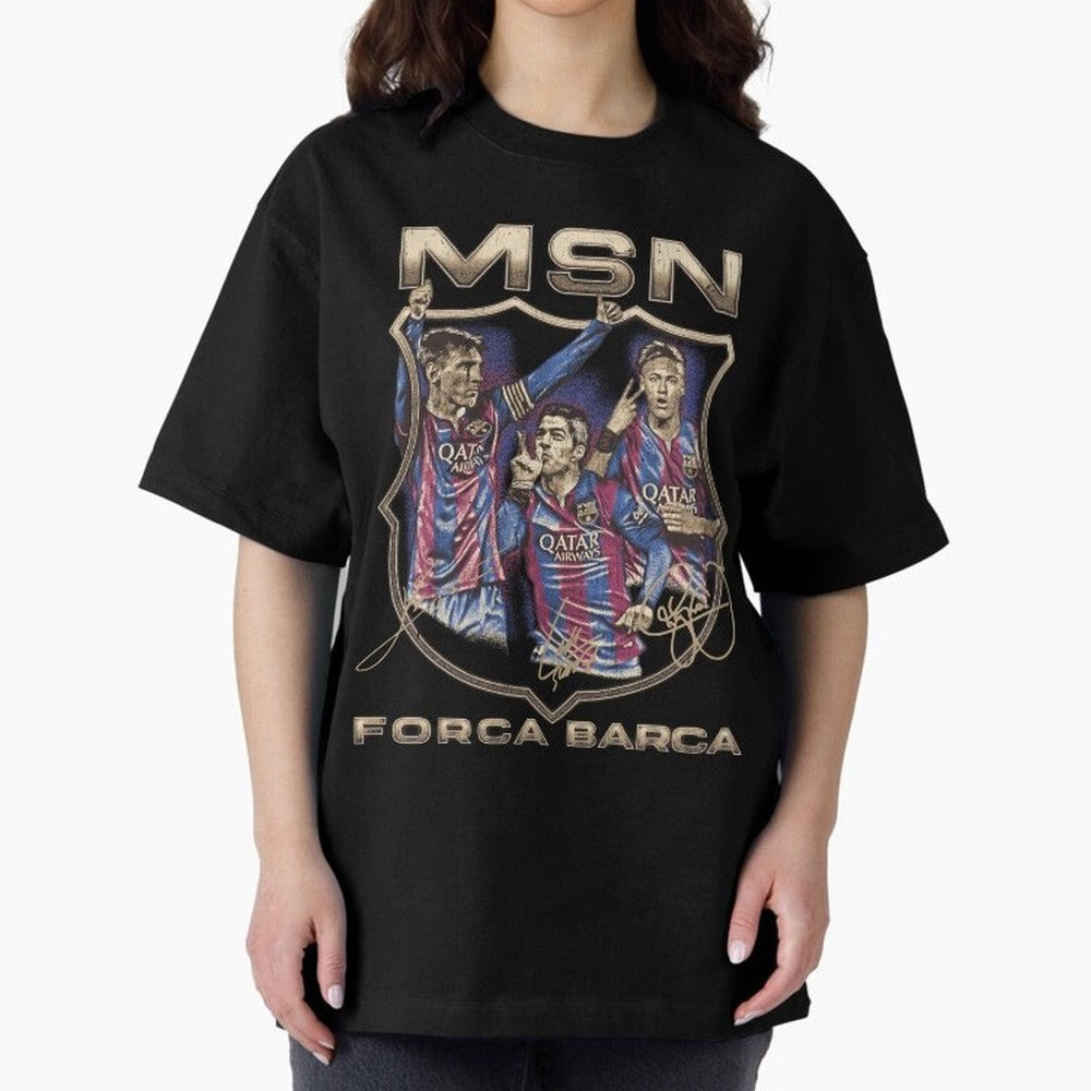 MSN of Barcelona Classic T-Shirt Wear the Spirit of FIFA World Cup 2026 Driven by Messi and Cristiano Ronaldo, England, France and Netherlands Energy, Football History, Final Match Energy, Crowd Noise and Once in a Lifetime Moments; Ideal for