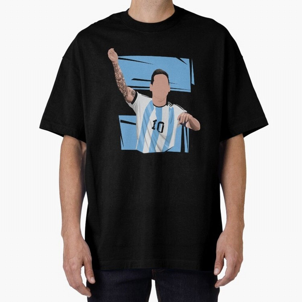 Messi Singing with Crowd World Cup 2022 Oversized T-Shirt Step into Global Football Passion for FIFA World Cup 2026, Driven by Messi, Neymar and Mbappe, Brazil, Portugal and Argentina, Stadium Chants, National Pride, Trophy Dreams and Unforgettable
